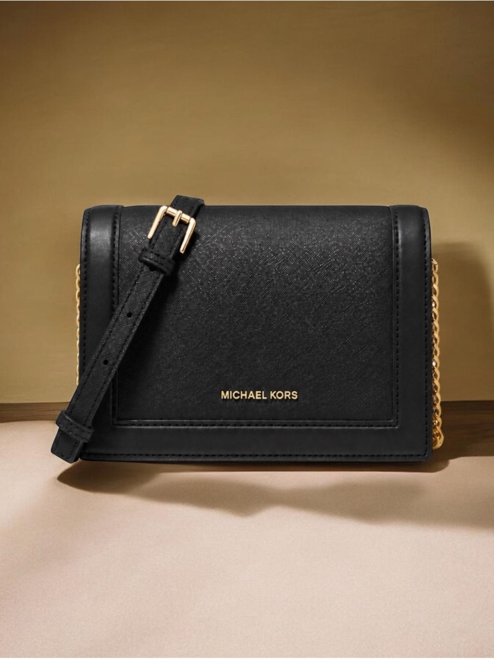 Michael Kors Black Crossbody with Gold-Tone Chain